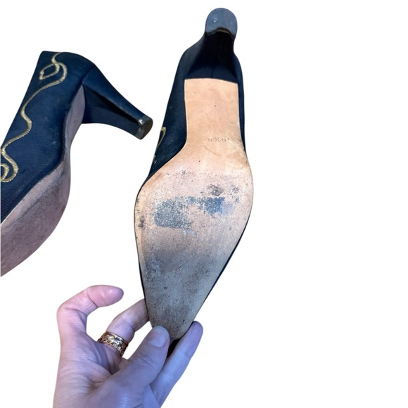 Vintage Escada Margaretha Ley- Canvas Heels Size 8 1/2- Made in Italy - Picture 3 of 4